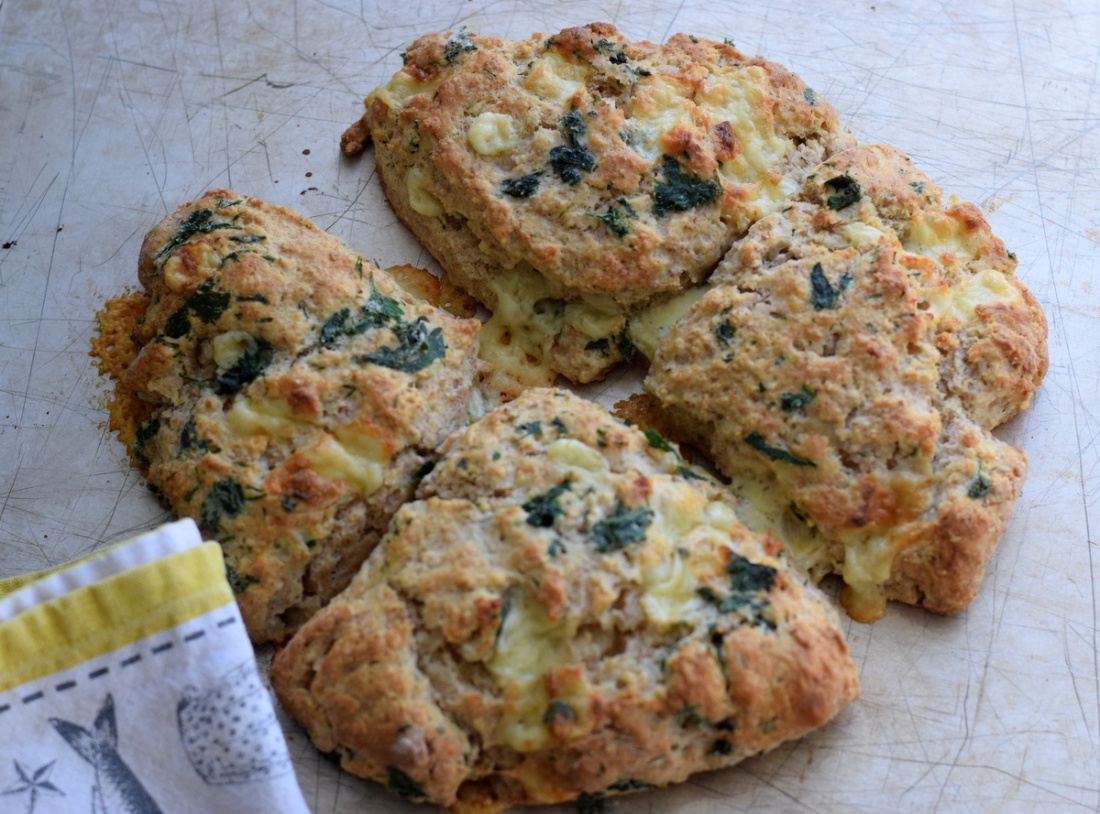 Nettle, cheese and chive scones